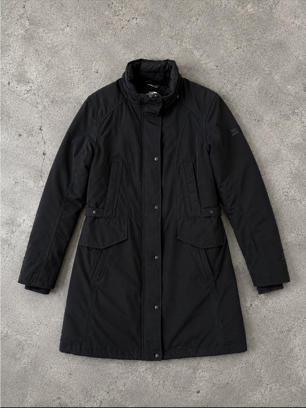 The North Face HyVent Down Insulated Long Jacket Women’s Large Black No Hood